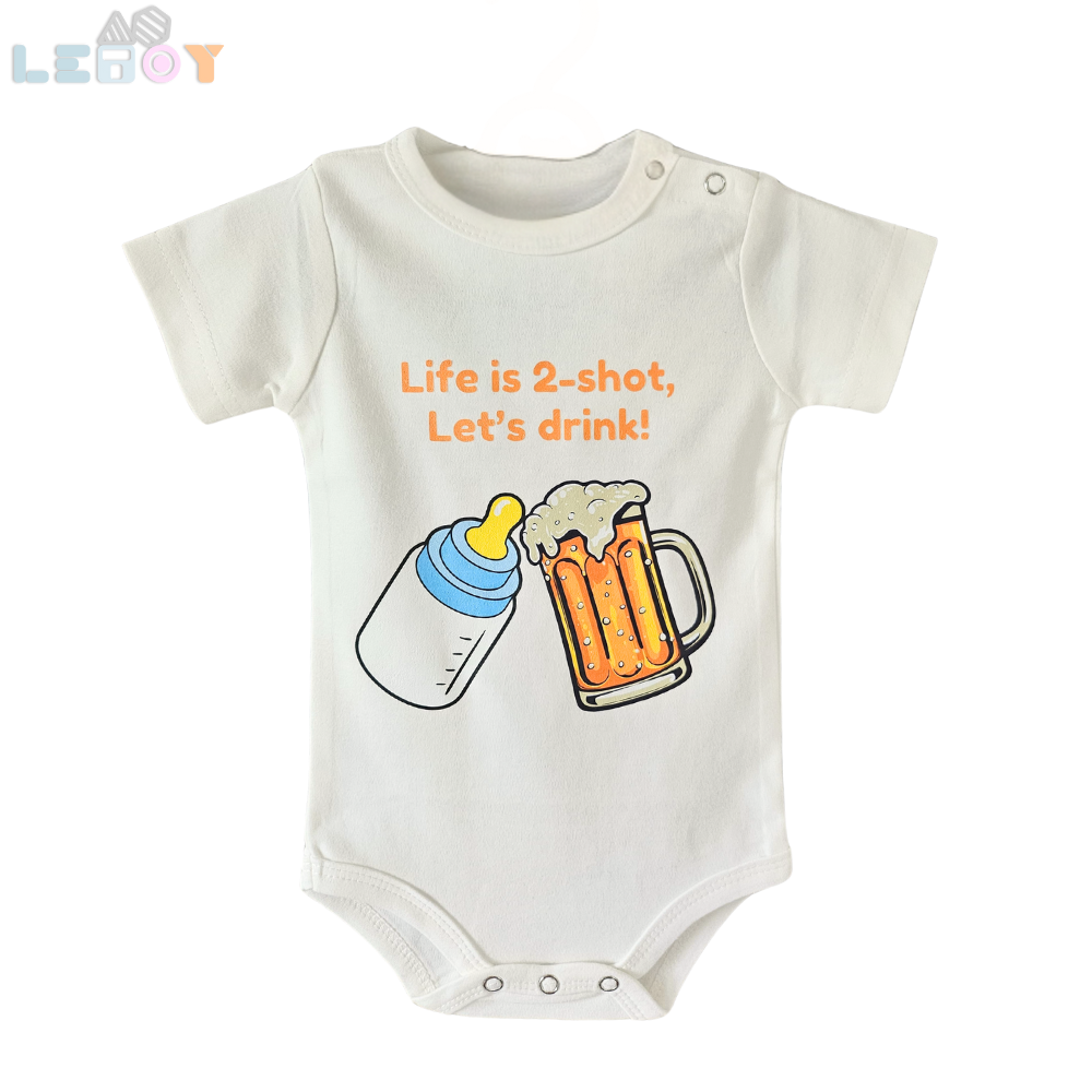 Original Creative Baby Onesie/Rompers & Kids T-Shirts – Unique Designs for Fun and Style/Life is 2-shot,Let's drink