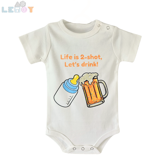 Original Creative Baby Onesie/Rompers & Kids T-Shirts – Unique Designs for Fun and Style/Life is 2-shot,Let's drink